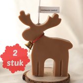 Kaars - Kerst Kaars - Set van 2 - Kerst Rendier - Bruin - Christmas Deer - Aromatherapie Kaars - Figuurkaars