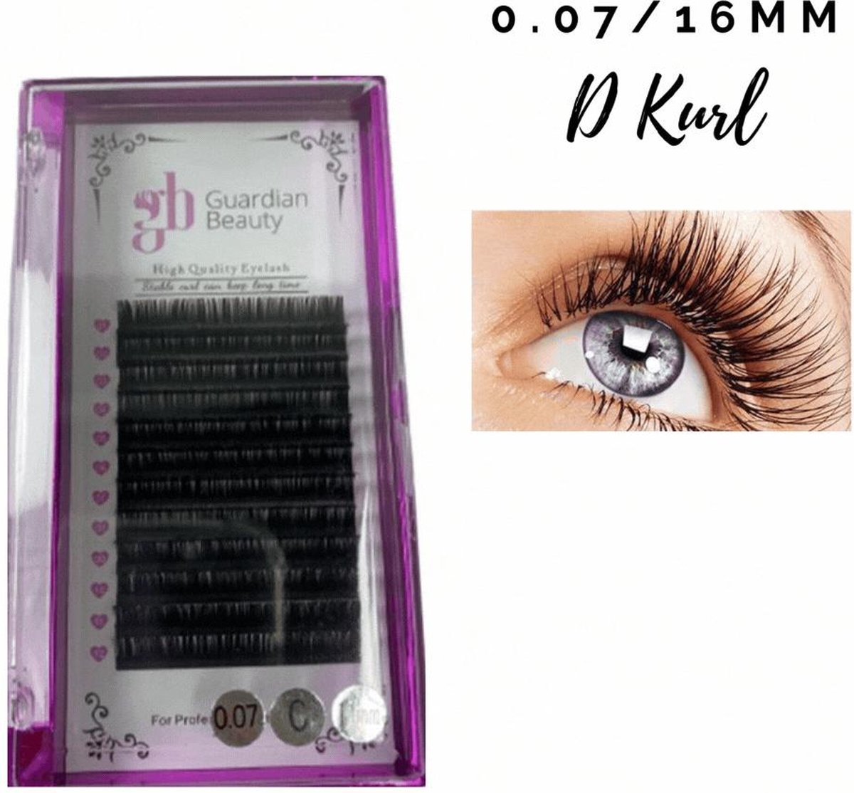 Guardian Beauty Wimpers Extensions - 16mm - 0.07 D Krul