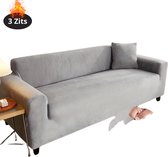 Nivard Bankhoes - Bankbeschermer - Stretch - Sofa Cover - Pluche - Lichtgrijs - 3 Zits