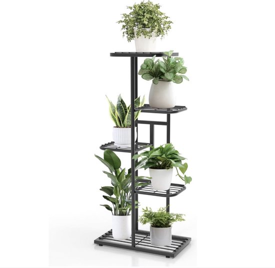 Luxaliving Plantenrek met 5 Etages – Metaal – Voor Binnen & Buiten – Plantentrap / Etagère – Zwart