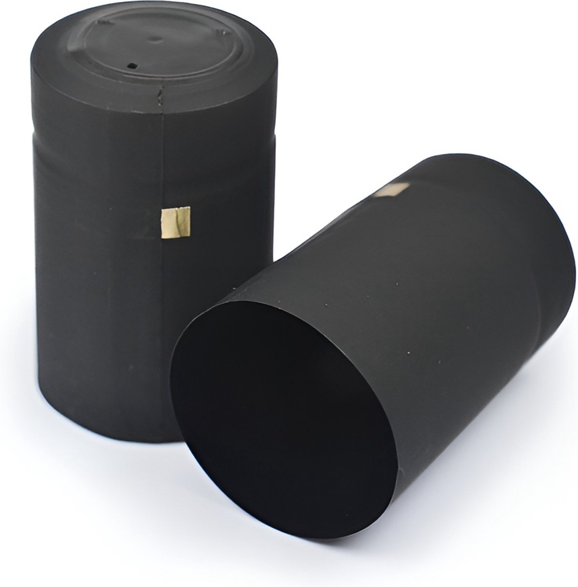 Krimpcapsules Zwarte Seals – Zwart met scheurstrip - fleskurken - Ø 35 mm lengte 55 mm - 50 stuks