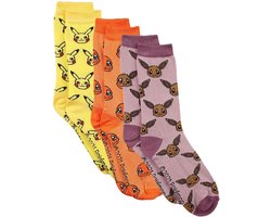 Pokémon Characters - Set van 3 paar sokken - 39/42 - Pikachu Eevee Charmander
