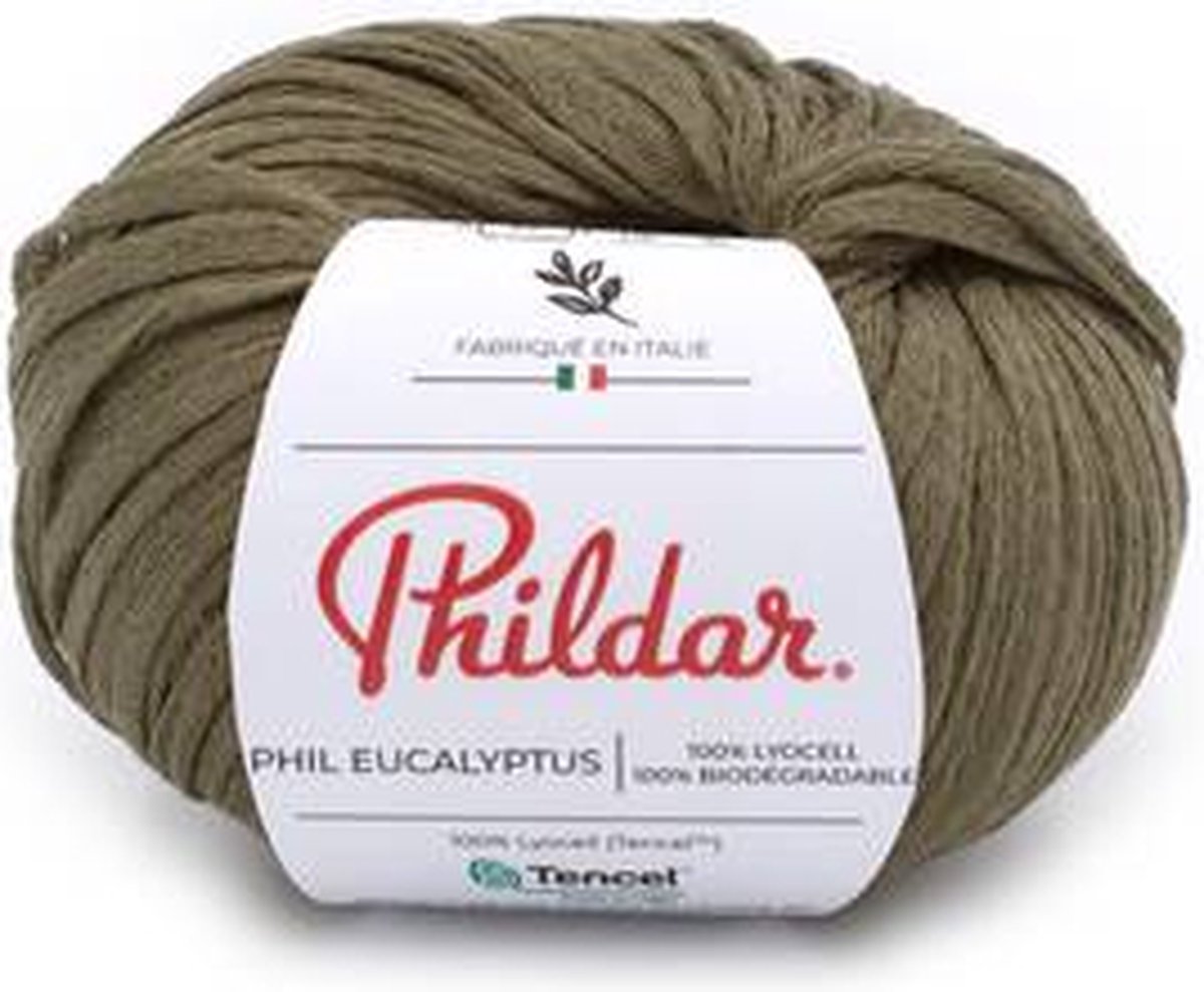 Phildar - Eucalyptus - 100 % Ecologische breigaren - Wordt per 5 stuks verkocht : Kleur: Army
