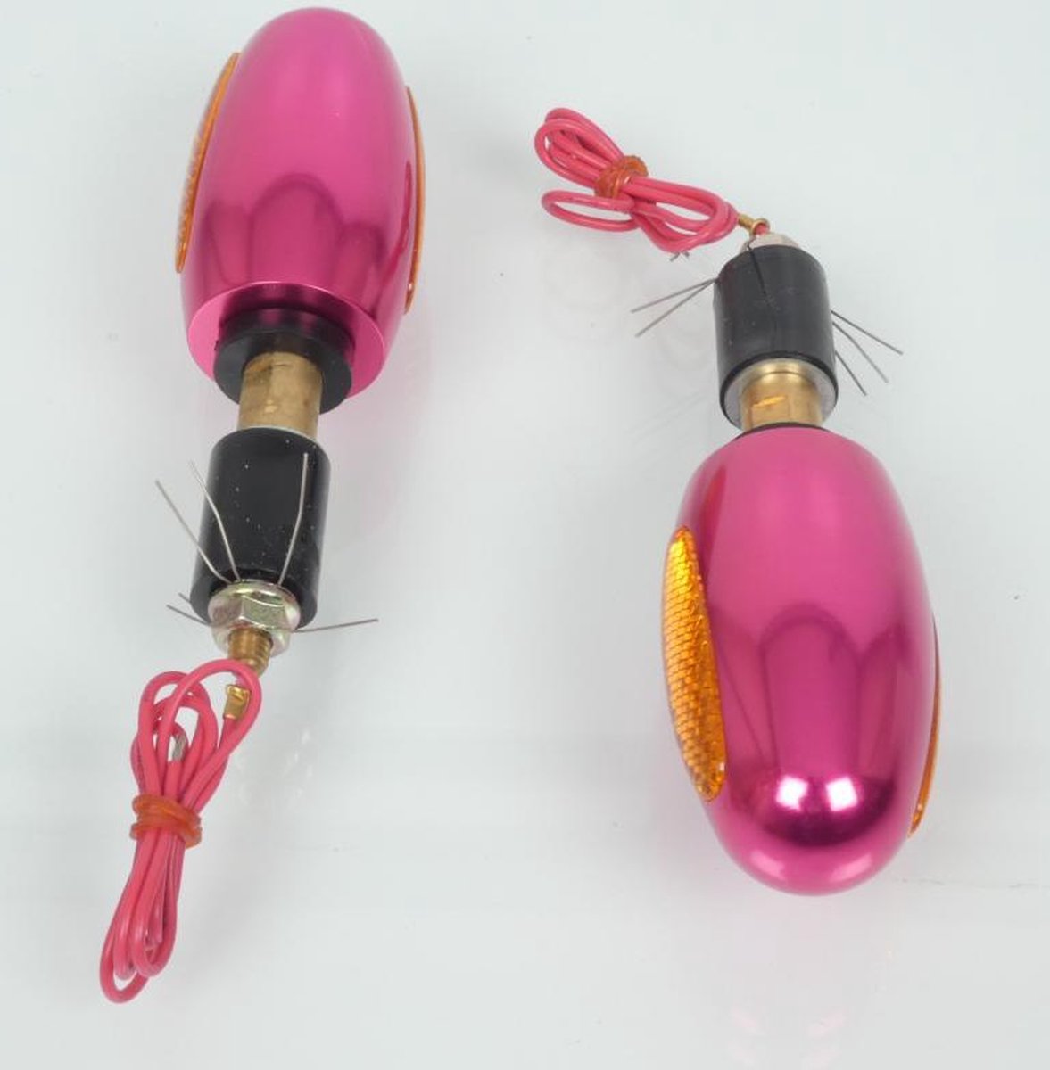 Embout de guidon oblong avec clignotant Mad alu anodisé rose pour moto Neuf