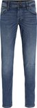 Blauwe jeans met knoopsluiting en JACK & JONES-label in de taille.