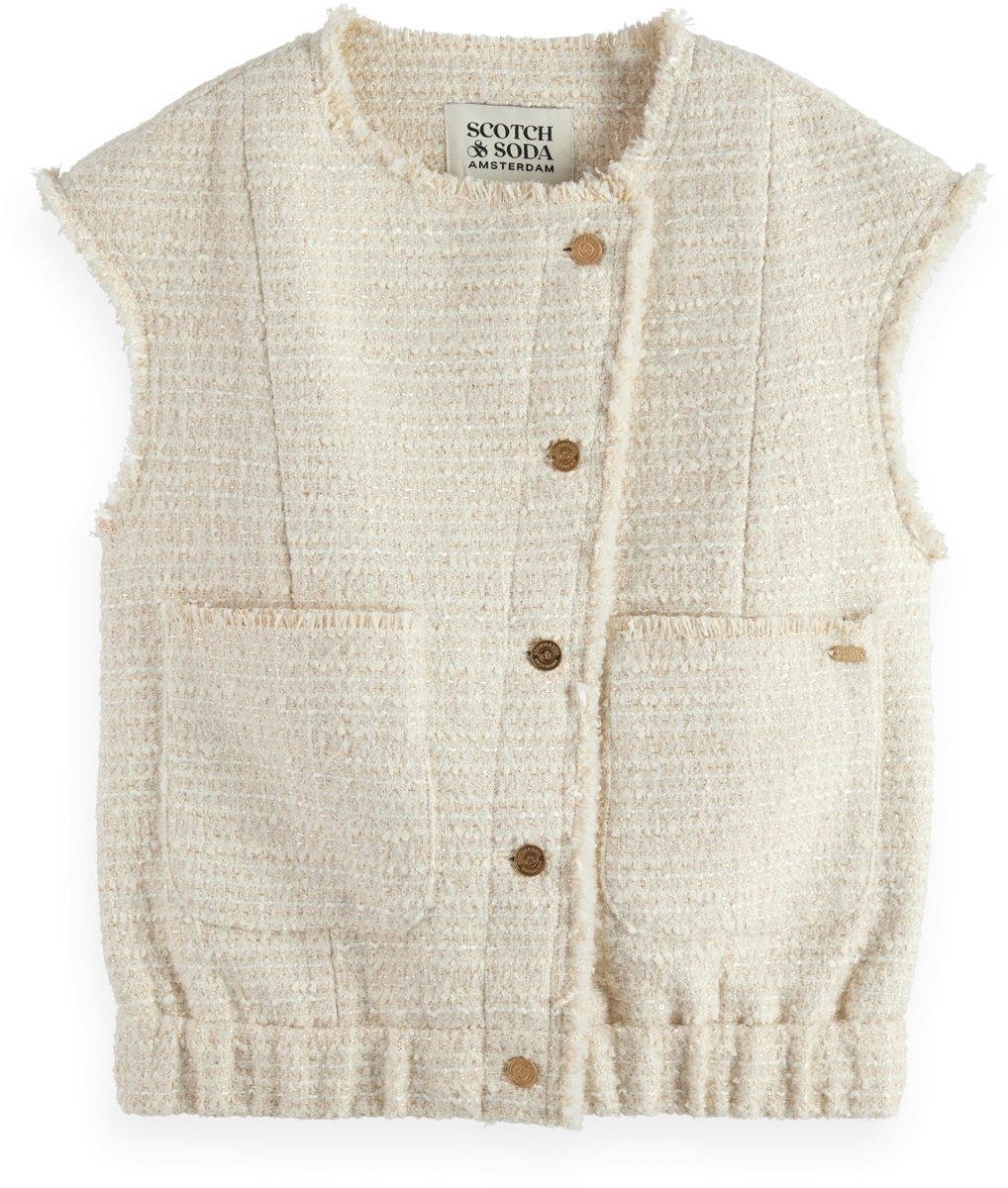 Scotch & Soda BOUCLE TWEED COLLARLESS GILET Dames Gilet - Maat XL