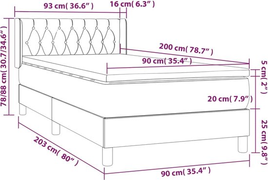 vidaXL Boxspring Fluweel Donkergroen 90x200 cm Boxspringbed - Fluweel Bed - Donkere Groene Bed - Tweepersoons Bed - Pocketed Veren Matras
