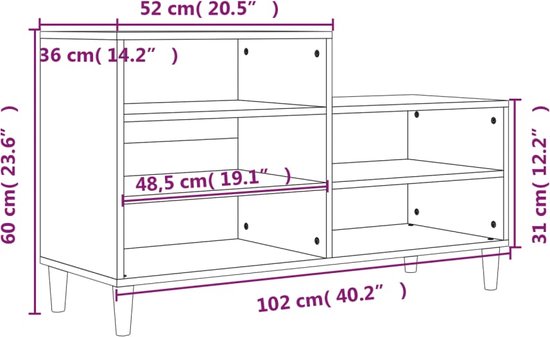vidaXL Meuble à chaussures Wit brillant 102x36x60 cm Meuble à chaussures - Étagère à chaussures - Espace de rangement - Rangement pour vêtements - Décoration de salon - Meuble d'entrée - Armoires design - Type de bois - Wit