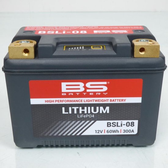 Lithium-accu motorfiets BS Battery BSLI-08, lichtgewicht, snel opladen, waterdicht, lange levensduur, hittebestendig