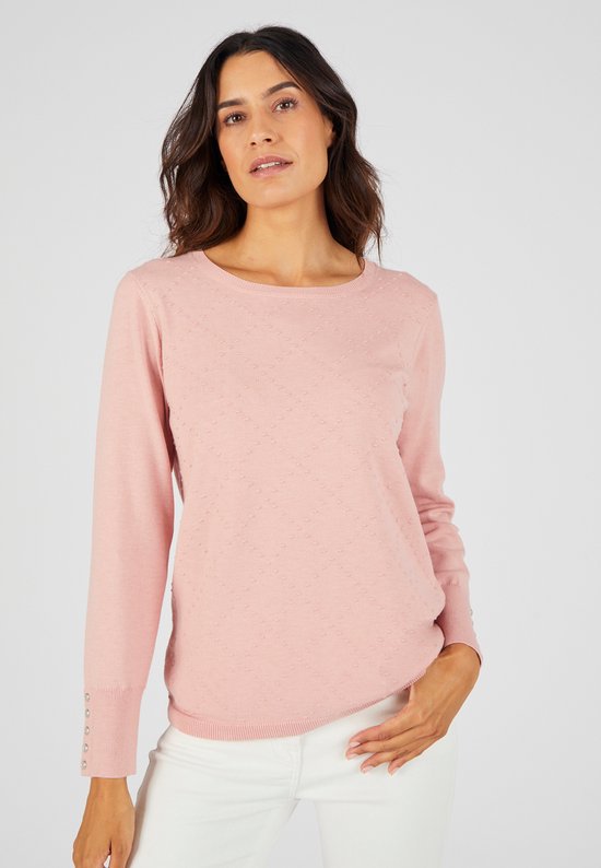 Damart - Pull à carreaux - Femme - Rose - XS