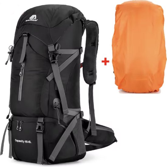 Weikani 70L rugzak rugtas backpack wandelen outdoor hiking hiken travelbag zwart