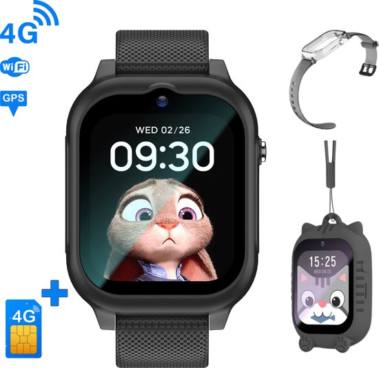 4G Kids Smartwatch, GPS Tracker Telefoonhorloge, Met Dubbele Camera/SIM