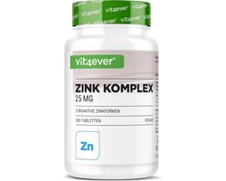 Zink Complex 15mg - 365 Tabletten - Met 3 bioactieve vormen van zink (zinkbisglycinaat, zinkgluconaat, zinkcitraat) - 1 jaarvoorraad - Hooggedoseerd - Veganistisch