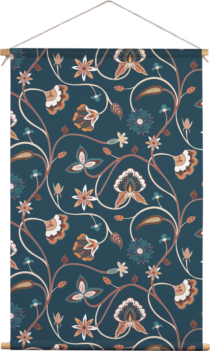 Wandkleed winter 40x60 cm - Wanddoek - Boho decoratie - Wandtapijt - Blauw