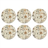 Onderzetters voor glazen - Rond - Stenen - Terrazzo - Decoratie - Tegels - 10x10 cm - Glasonderzetters - 6 stuks