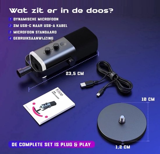 Fifine AM8 - Microphone de streaming USB RVB avec suppression du bruit - Gaming - Podcast - PS5 / PS4 / PC / MAC / Windows - Bouton Touch Mute - Filtre anti-pop