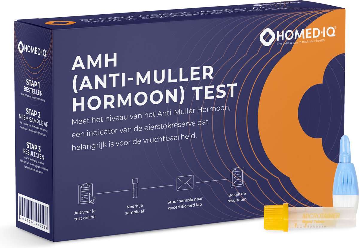 Goedkoopste Homed-IQ - AMH (Anti-Muller Hormoon) test - Thuistest - Gecertificeerd Laboratorium - Laboratorium Test