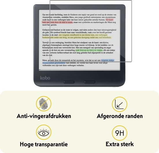 Hoesje Geschikt voor Kobo Libra Colour Hoes Leren Case Sleep Cover Leer Met Screenprotector - Hoes Geschikt voor Kobo Libra Colour Hoesje E-reader Leer - Zwart van Hoesje  — afbeelding 5