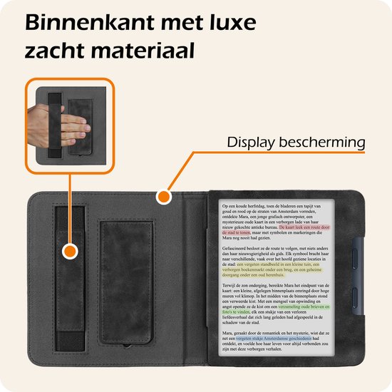 Hoesje Geschikt voor Kobo Libra Colour Lederen Hoes Book Case - Hoes Geschikt voor Kobo Libra Colour Hoesje Book Cover Leer - Zwart van Hoesje  — afbeelding 4