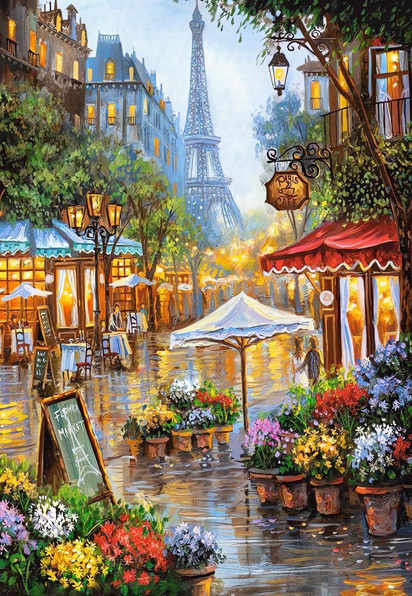 5D Diamond Painting Vierkante steentjes - Painting maat 50x70cm - Volledige bedekking - Complete set - Stad - Parijs