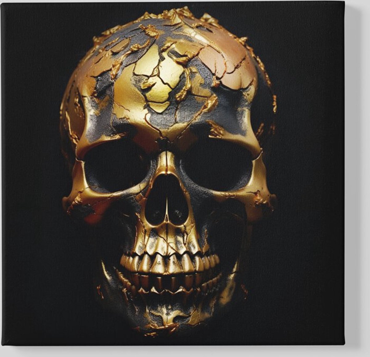 Trendex Global Vierkant Canvas Schilderij - Schedel - 60x60x2 cm Groen