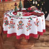 Rond Kerst tafelkleed - Polyester - Vocht- en vuilafstotend - 155 cm -Tafelkleed Afwasbaar - Rond kersttafelkleed - voor feest, keuken, eetkamer