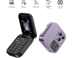 Medj - Kleine Opvouwbare Mobiele Telefoon GSM Facebook Fm Radio Mini Flip Telefoons 2 Card HD Camera