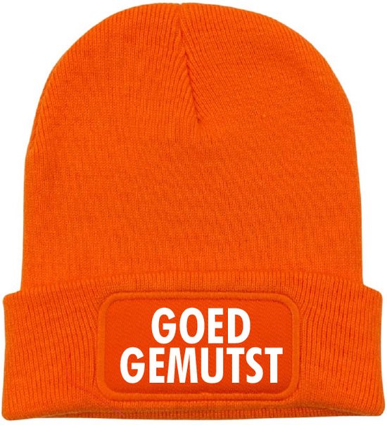 Goed gemutst wintermuts oranje | wit - soBAD. | Unisex | Skimuts | Muts | Kou | met grappige tekst | Winter | Beanie
