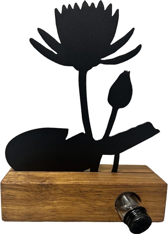 Kraamcadeau - geboortebloem beeld- JULI - Waterlelie - mét tandendoosje / potje / haarlokpotje en beschermende edelsteentjes - metaal in houten sokkel - baby cadeau - babyshower cadeau van Brubbelbaby. — afbeelding 4
