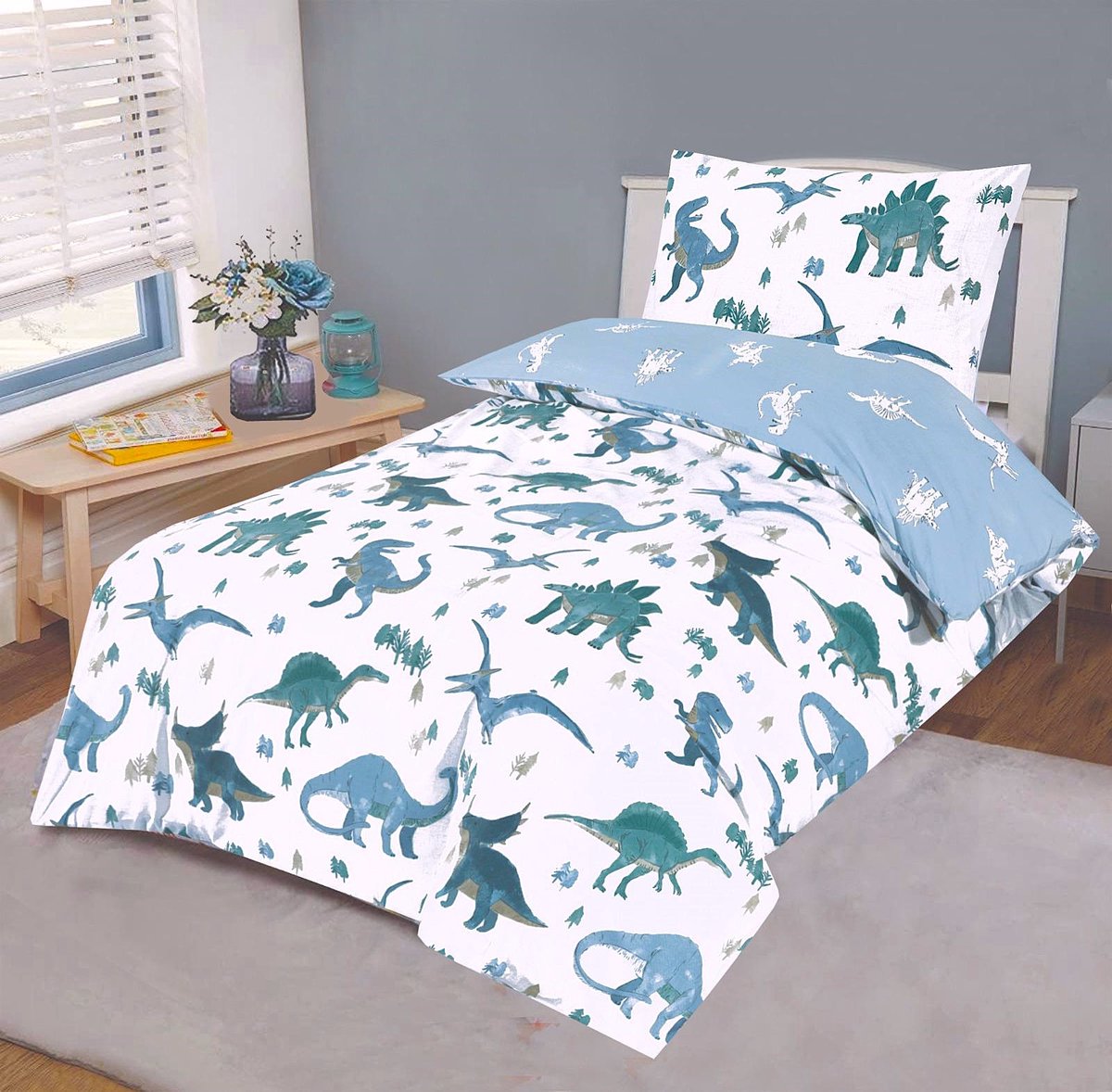 Blue Dino 140x200