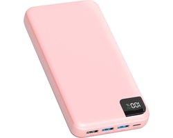 Strex Powerbank Roze – 27.000 mAh – 22.5W Snellader – USB-A/USB-C – LED Indicatie – Universele Powerbank