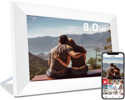 Digitale fotolijst met WiFi en Frameo App - 8 inch IPS Display - Fotokader met Touchscreen - 32GB - Wit - Frameo digitale fotolijst - digitale fotokader - digitaal fotolijstje