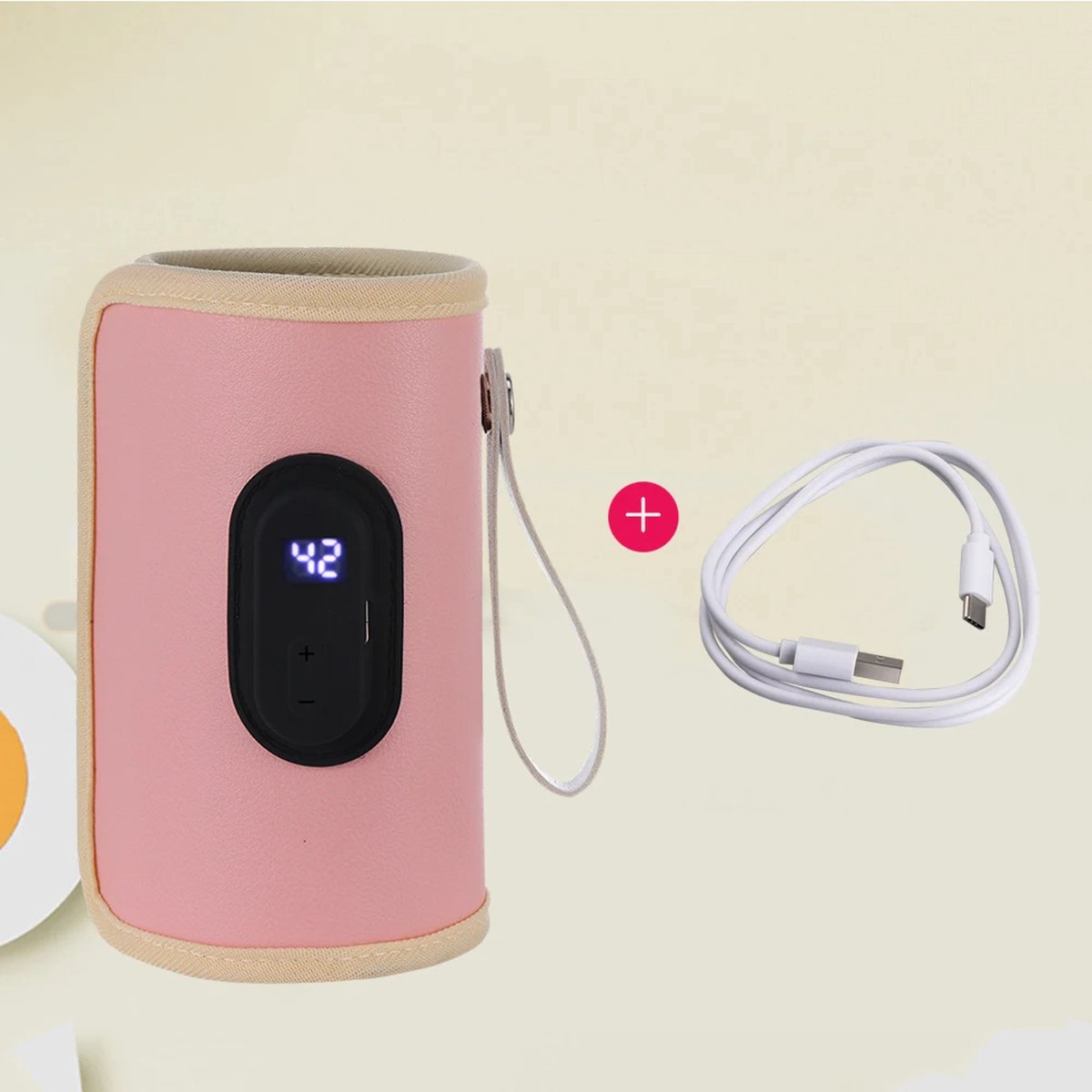 Goedkoopste Babymelkverwarmer Babyvoedingsflessenverwarmer, draagbare USB-flessenwarmer voor in de auto, buitenreisaccessoires Buiten draagbaar - Roze