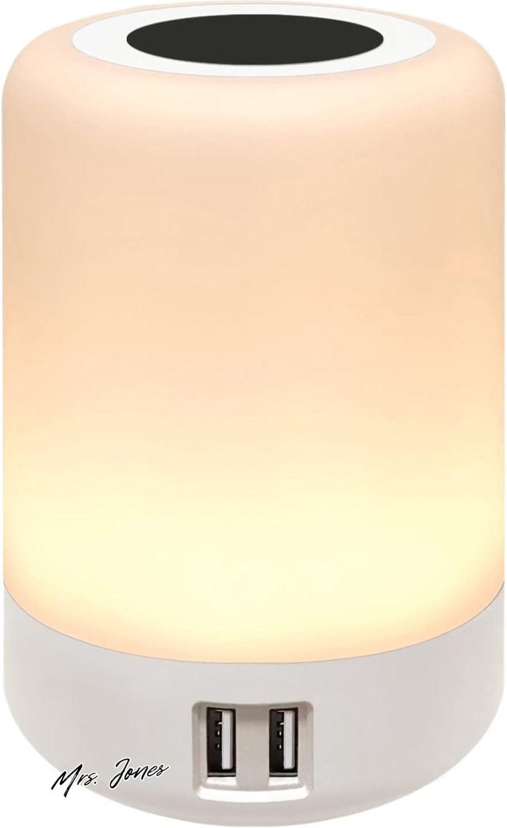 Mrs. Jones Verstelbare LED Bureaulamp Tafellamp Universele Adapter - 8 kleurig LED Nachtlampje Kinderen Nachtlamp LED Lamp - Dimbaar en met USB-Oplaadpoort .
