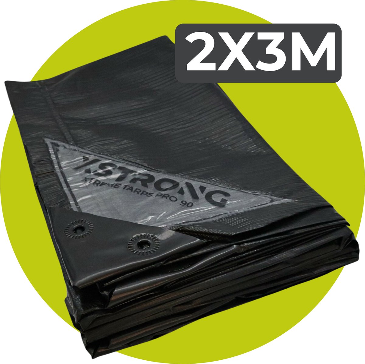 Xstrong Afdekzeil Home 90 g/m² – 2 x 3 m – Zwart – Gelamineerd & UVbestendig – Geen Geweven Bandjes - Voor Klussen, Verhuizen, Tuin, Fiets, Motor, Zwembad of als Grondzeil
