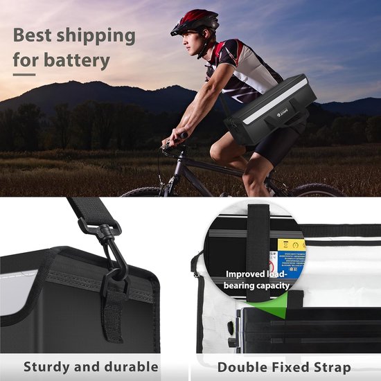 Ebike Accutas ‎26 x 18 x 5 waterdicht (M) 8 lagen vuurvaste accutas tot 1400°C, - Accutas Ebike - Accu Tas - Accutas Ebike Brandveilig - Accu Hoes van EBI — afbeelding 2