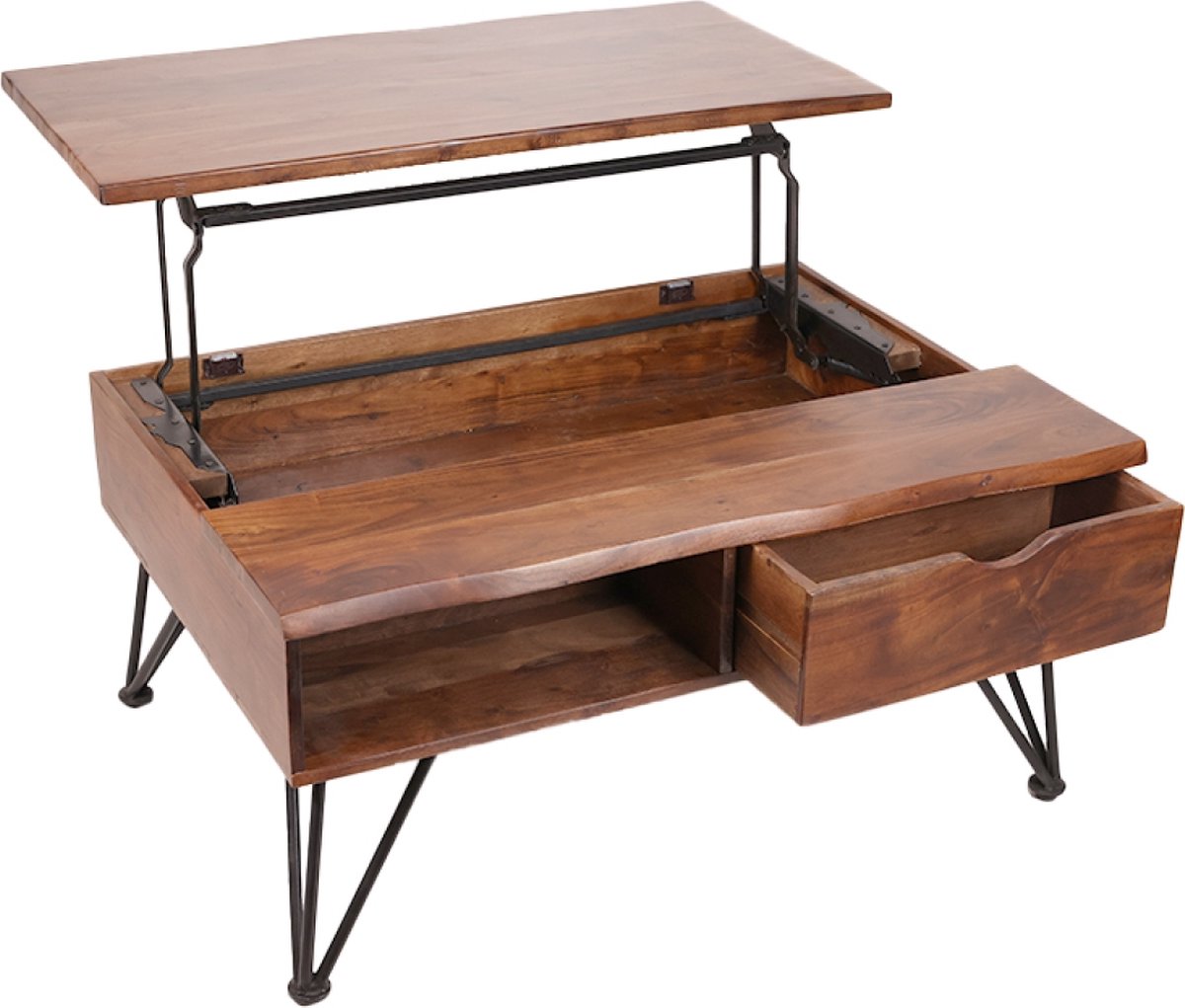 OHNO - Bayley Salontafel - Hout - 1 lade - 1 vak - Zwart Metalen Poten