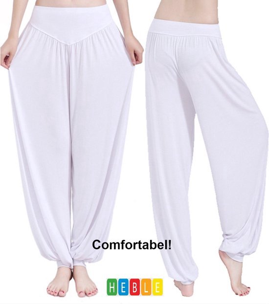 Foto:  comfortabele harembroek xxl harem palts yogabroek losse broek chillbroek harem wit chillpants yoga van heble 