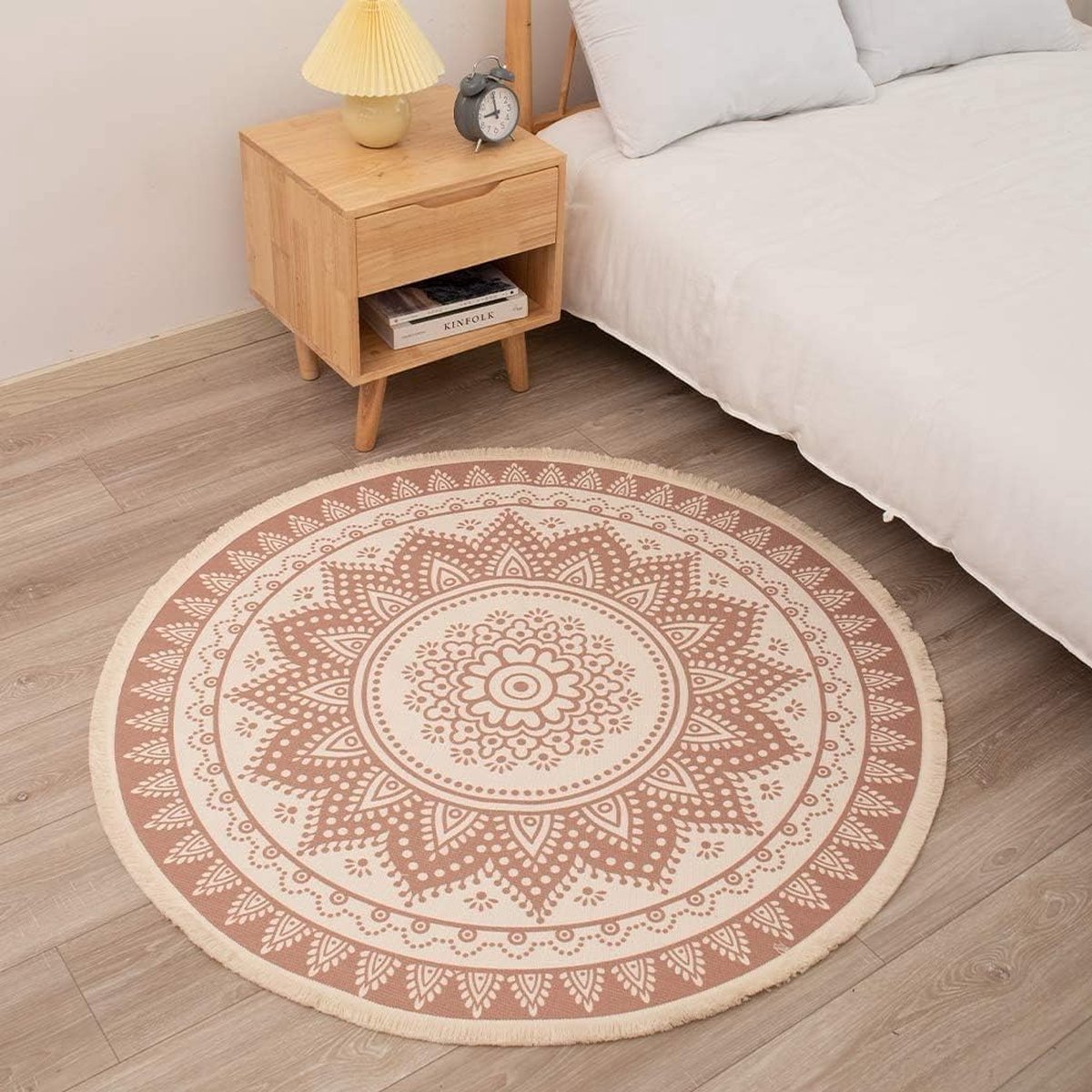MeMoreCool Rond Mandala Tapijt - Boho Stijl - Geschikt voor Binnen en Buiten - 120 cm - Katoen/Polyester Mandala Bloemen
