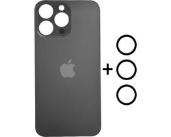 iPhone 14 Pro Achterkant Vervanging Glas inclusief O-Ringen | Back Cover | Met logo | Big hole | Grijs