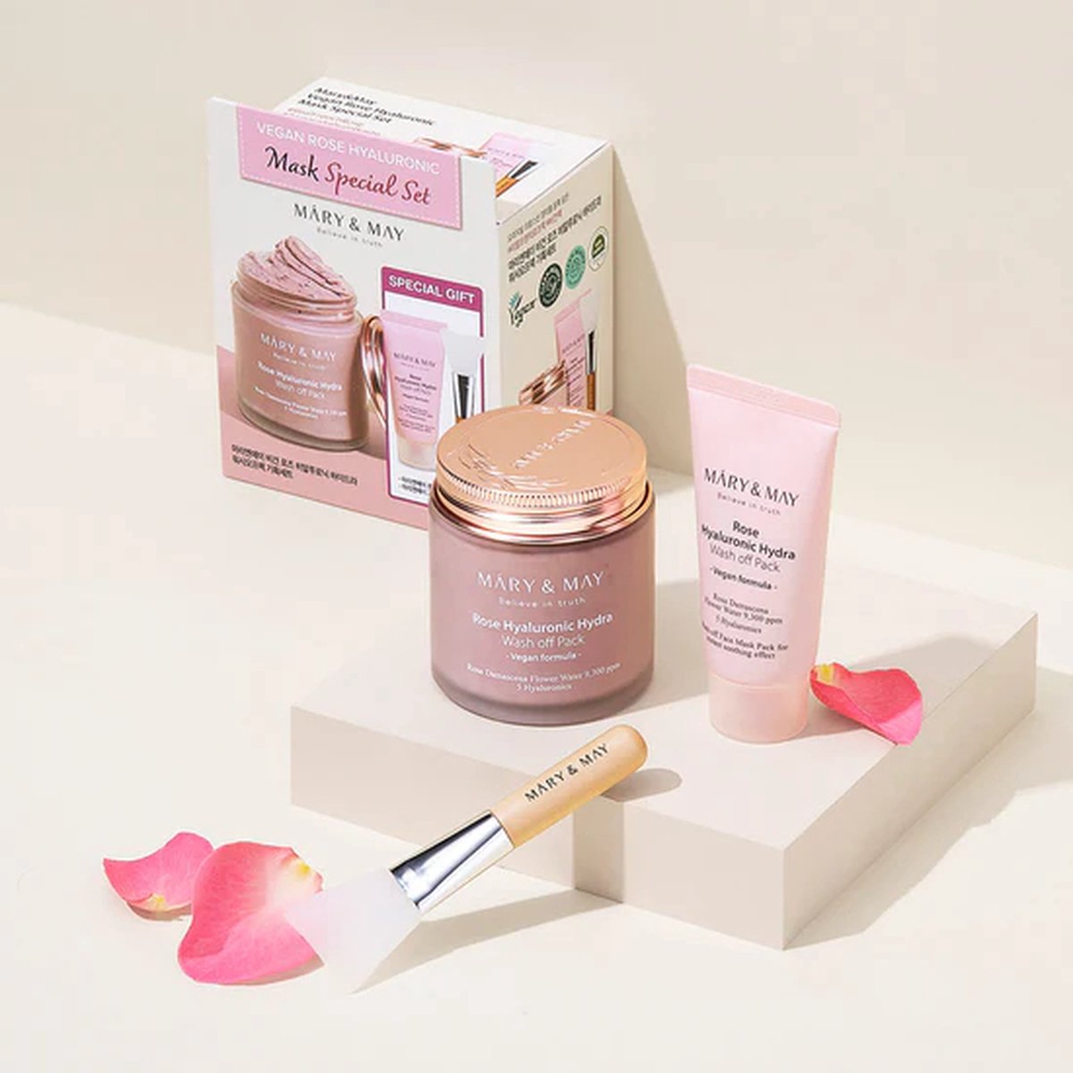 Goedkoopste Koreaanse Huidverzorging|Gezichtsreinigingsklei|Vegan Rose Hyaluronic Wash-Off Masker 30 g Hyaluronic Hydra Wash Off Spatula