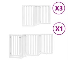 vidaXL - Hondenhek - inklapbaar - met - deur - 15 - panelen - 750cm - populierhout - wit