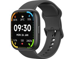 Smartwatch voor dames - Bluetooth Bellen - Fitness-tracker met Hartslagmeter - Slaapmonitor - Stappenteller - Android / iOS - Zwart