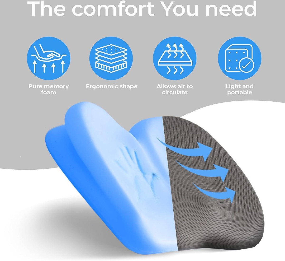 KLAUDENA Memory Foam Sitzkissen für Rücken, Ischias Schmerzlinderung