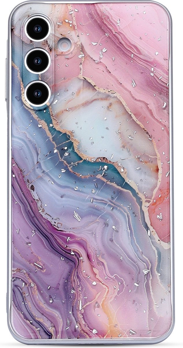 Casemania Hoesje Geschikt voor Samsung Galaxy A16 - Roze - Marmer Back Cover