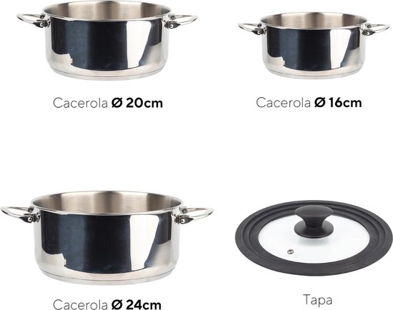 Karaca Emirgan 8-delig, kookgerei set van staal, pannenset, kookpannenset, roestvrij staal, geschikt voor inductie met glazen deksel en roestvrijstalen pannenset Karaca Emirgan 8-delig, kookgerei set van staal, pannenset, kookpannenset, roestvrij staal, geschikt voor inductie met glazen deksel en roestvrijstalen pannenset