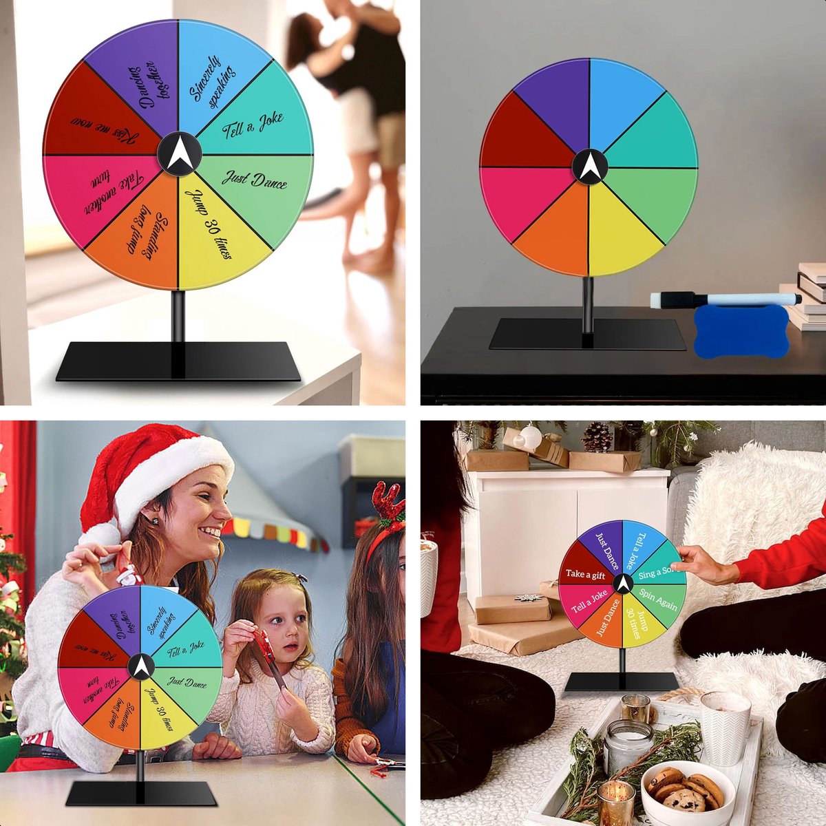 91 cm Rad van Fortuin met 18 vakjes, roulettewiel met whiteboard en 2 stiften, om op tafel of op de vloer te plaatsen voor kansspelen op feestjes, in de bar, etc. | NL 91 cm Rad van Fortuin met 18 vakjes, roulettewiel met whiteboard en 2 stiften, om op tafel of op de vloer te plaatsen voor kansspelen op feestjes, in de bar, etc. | NL
