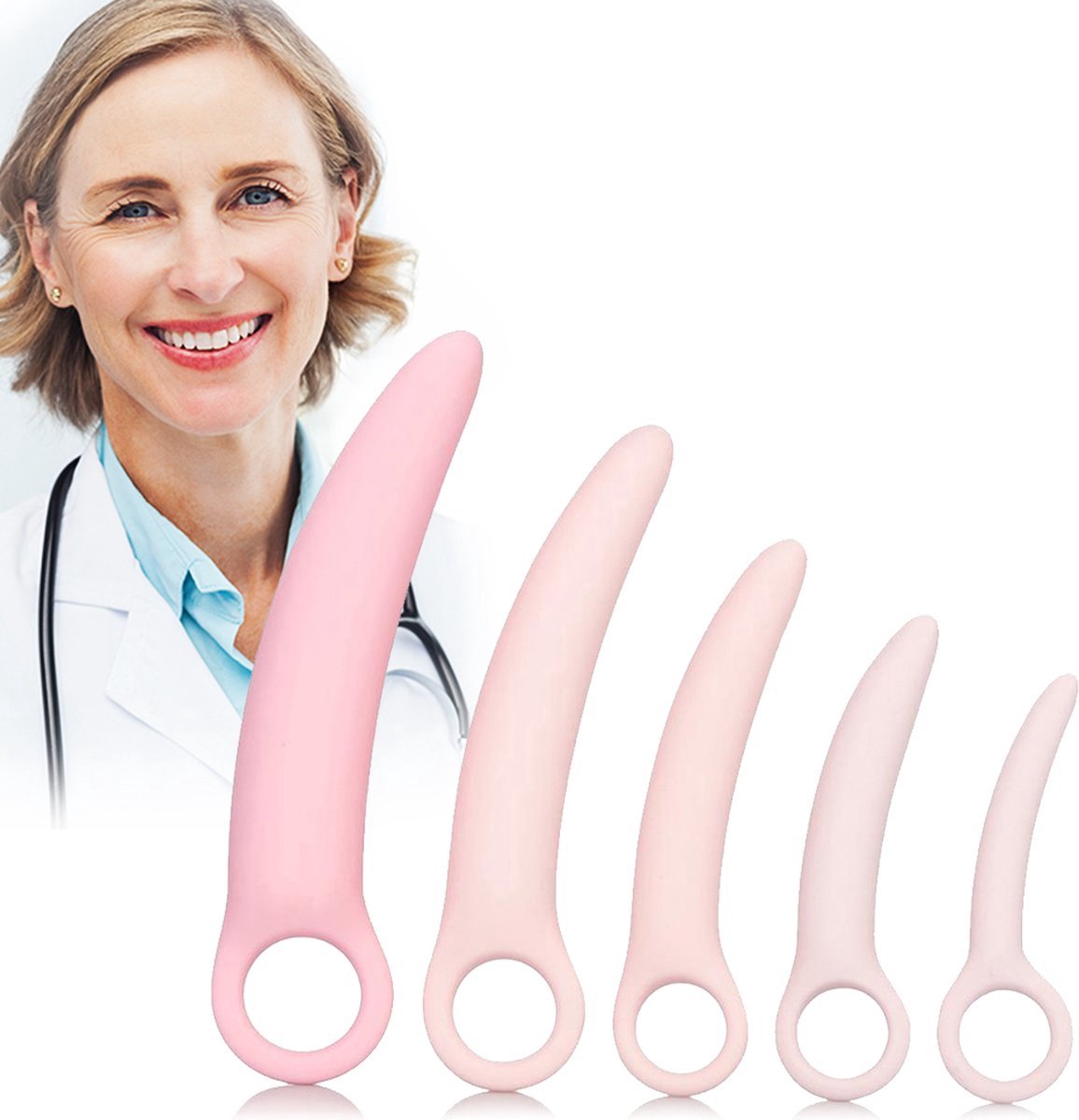 Goedkoopste 5 Delige Dilator Training Set Voor Vrouwen - Vrouwen Dilator Training Set - Vaginale Training Vagisnisme Set - Siliconen Dilators - Vaginale Dilator set - 5 Delige Vaginale Dildo Set - Bekkenbodemtrainer Vrouw - Vaginale Gezondheid - Lichtroze