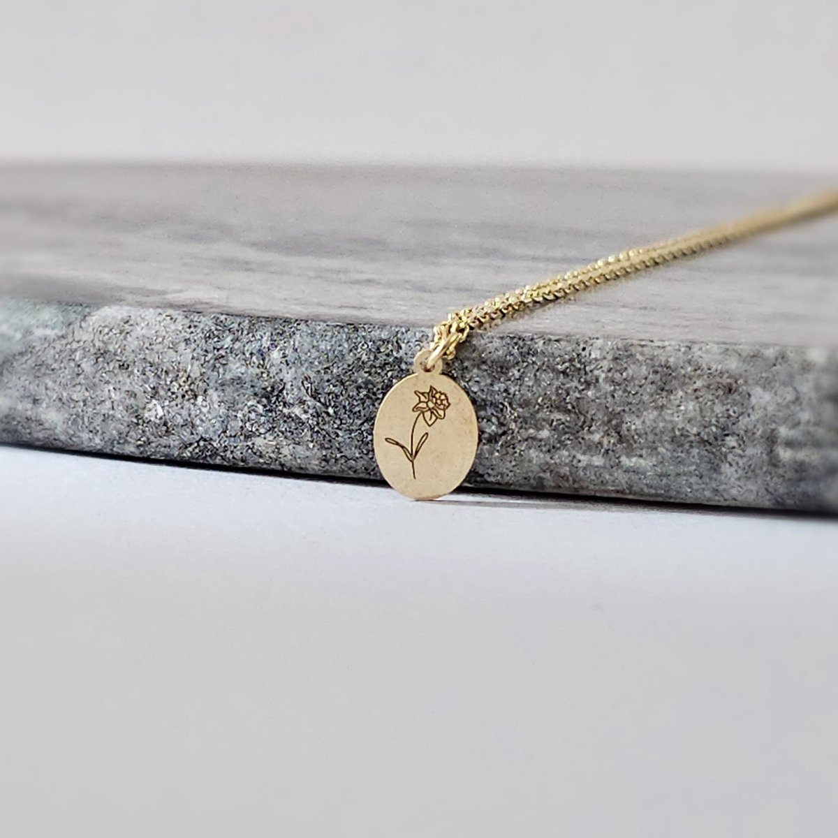 Ellen Life Jewelry | Maart Geboortebloem Kettingen - 14K Goud Gepersonaliseerd Keeting - Verjaardag Cadeau Vriendin & Vrouw - Geboortemaand Ketting met Hanger - Handgemaakte Sieraden