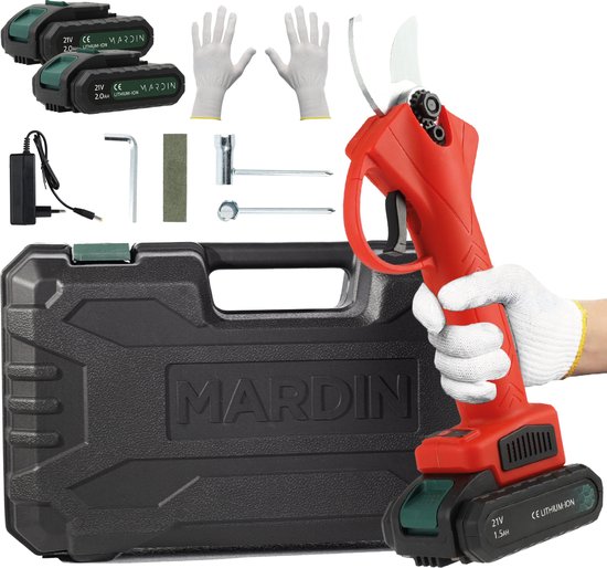 Mardin - Elektrische Snoeischaar - Inclusief Koffer - 2 Accu's - Rood